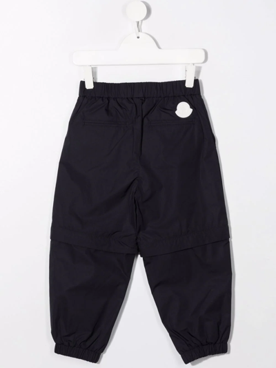 Moncler Logo-print Layered-effect Trousers In Blue