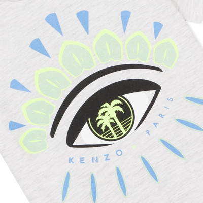 Shop Kenzo Boys Eye Graphic Logo T-shirt White In Grey