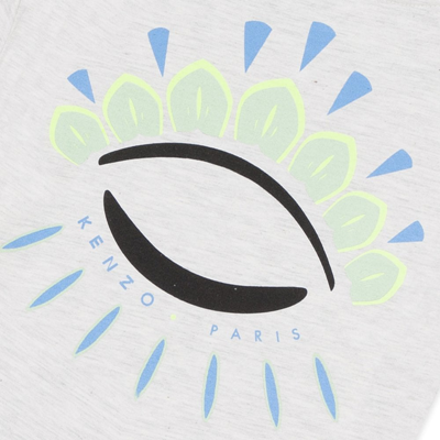 Shop Kenzo Boys Eye Graphic Logo T-shirt White In Grey