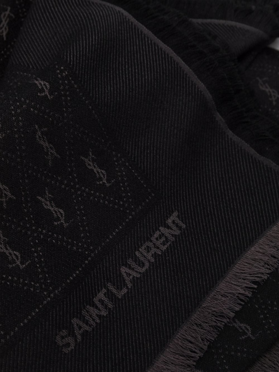 Shop Saint Laurent Monogram Fine-knit Scarf In Schwarz