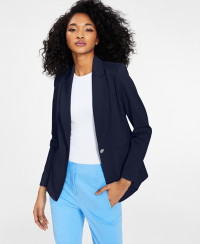 Shop Bar Iii One-button Blazer, Created For Macy's In Navy