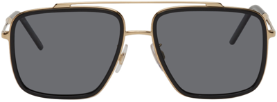Shop Dolce & Gabbana Black & Gold Madison Sunglasses In Black/gold
