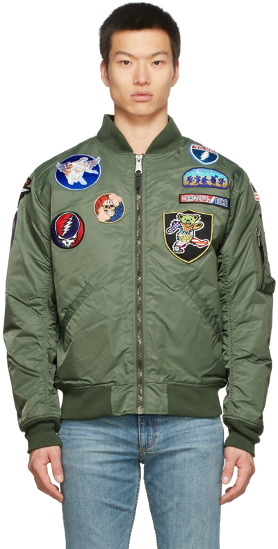 Shop Schott Green Grateful Dead Edition Bomber Jacket