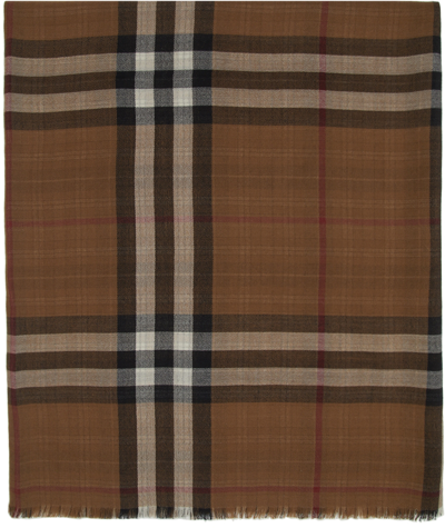 Shop Burberry Reversible Brown Cashmere Check Scarf In Birch Brown