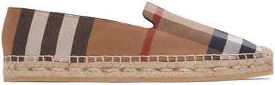 Burberry Icon Stripe Square-toe Espadrilles In Birch Brown Check