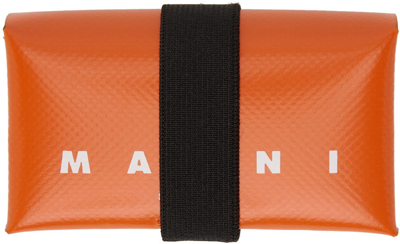 Shop Marni Orange Polished Trifold Wallet In 00r17 Carrot