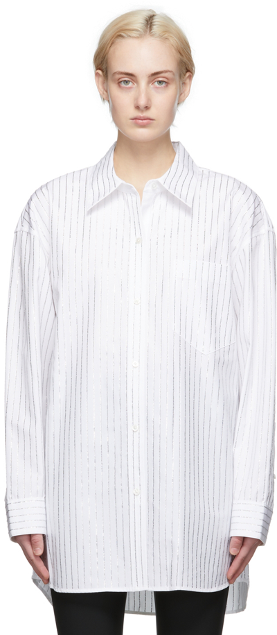 Shop Alexander Wang White Crystal Hotfix Shirt In 100 White