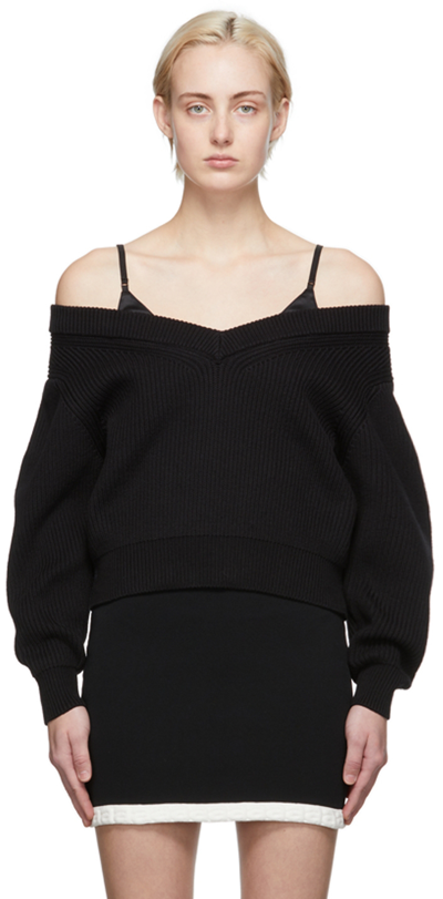 Shop Alexander Wang T Black V-neck Sweater In 001 Black