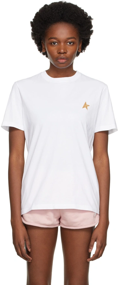 Shop Golden Goose White Gold Star T-shirt In 10272 White/ Gold