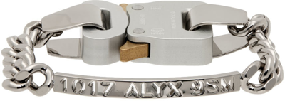 Shop Alyx Silver Chain Logo Id Bracelet In Gry0002 Silver