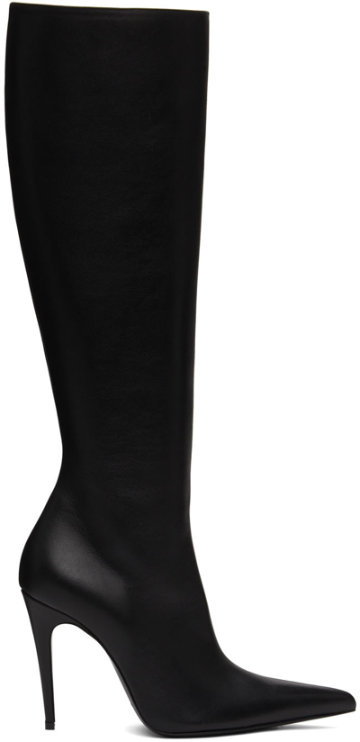 Shop Magda Butrym Black Leather Pointed Tall Boots