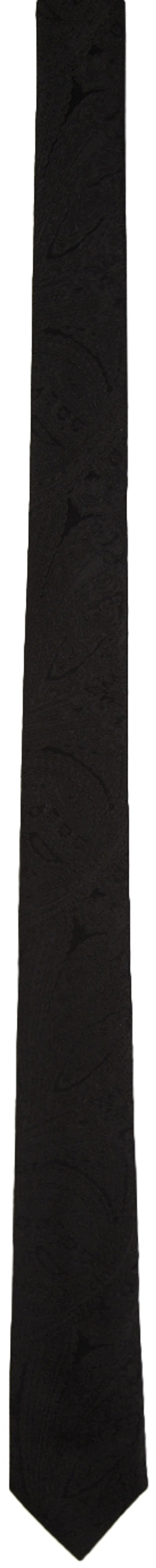 Shop Saint Laurent Black Silk Paisley Neck Tie In 1060 Black/black