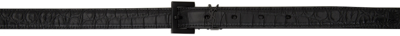 Shop Saint Laurent Black Croc-embossed Monogram Belt In 1000 Black
