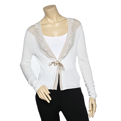 Pre-owned Class By Roberto Cavalli Cream Knit Blend Cardigan M