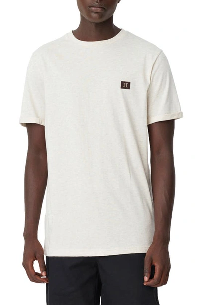 Shop Les Deux Piece Cotton T-shirt In Ivory Melange/ Burgundy/ Sand