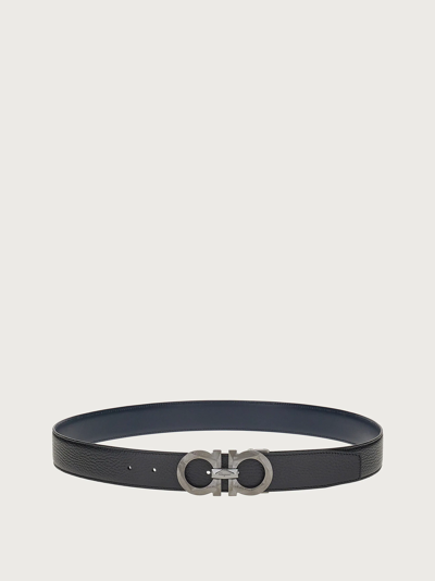 Shop Ferragamo Reversible And Adjustable Gancini Belt In Black