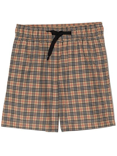 Burberry Kids' Neutral Vintage Check Swim Shorts In Brown | ModeSens