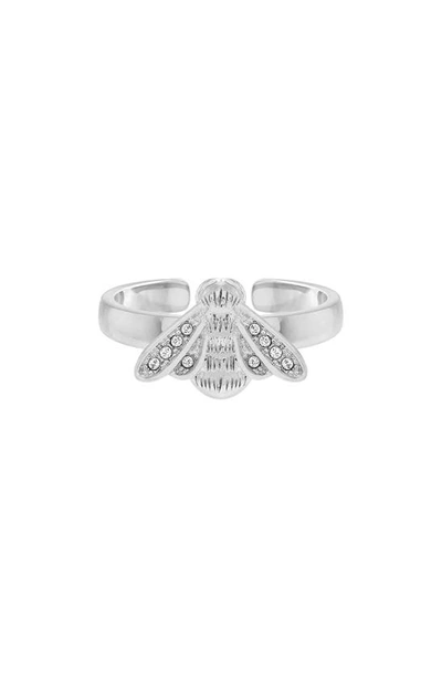 Shop Olivia Burton Glitter Bee Ring In Silver