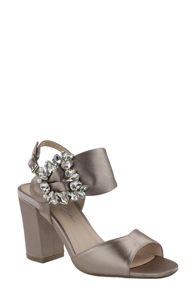 Shop Paradox London Pink Manhattan Embellished Sandal In Taupe Satin