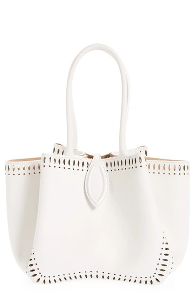 Shop Alaïa Angèle 20 Leather Top Handle Bag In White