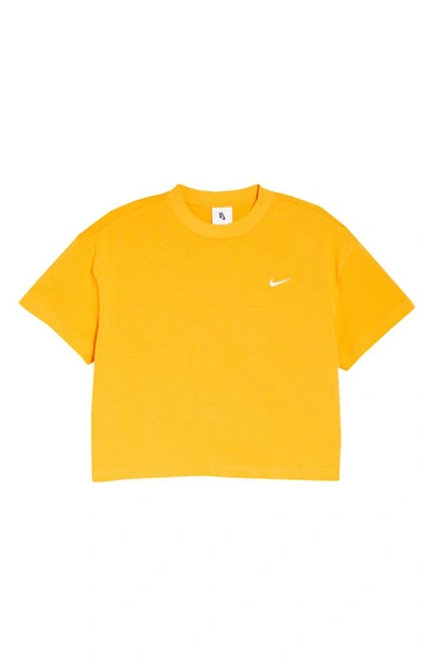 Shop Nike Lab Nrg Crop Cotton T-shirt In Kumquat/ White
