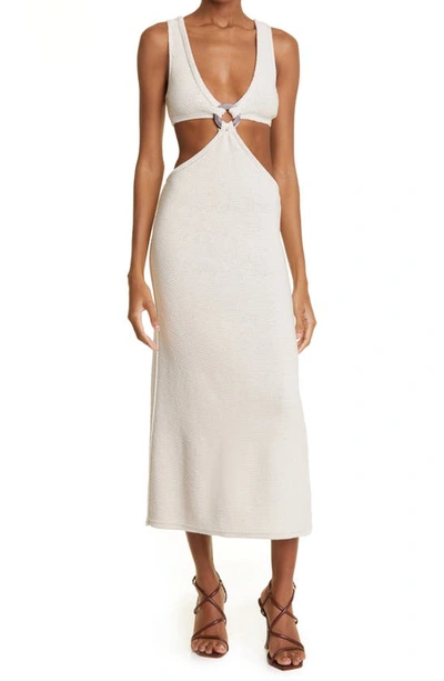 Shop Cult Gaia Bank Knit Cutout Dress In Off White