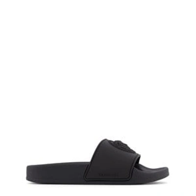Shop Versace Black Medusa Slide Sandals