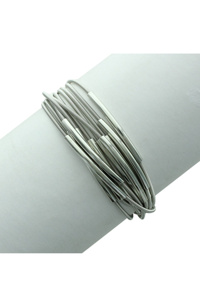 Shop Olivia Welles Metallic Spring Wire Bracelet In Metallic Silver
