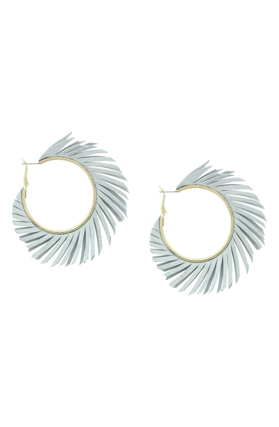 Shop Olivia Welles Fringe Hoop Earrings In Gray