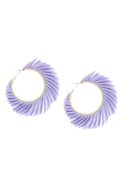 Shop Olivia Welles Fringe Hoop Earrings In Purple