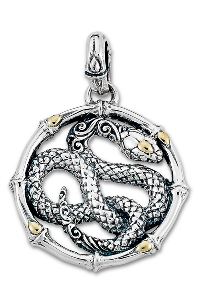 Samuel B. Sterling Silver & 18k Yellow Gold Snake Pendant In Silver And Gold