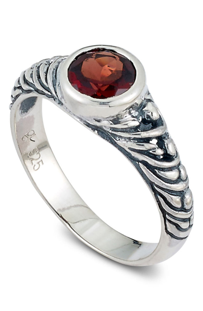 Shop Samuel B. Sterling Silver Round Garnet Ring In Red
