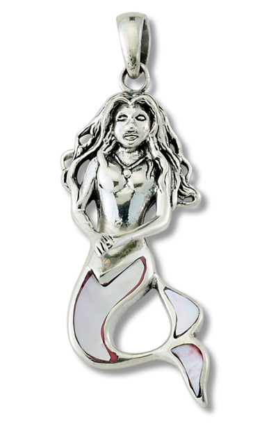 Samuel B. Sterling Silver Mother Of Pearl Mermaid Pendant In Pink