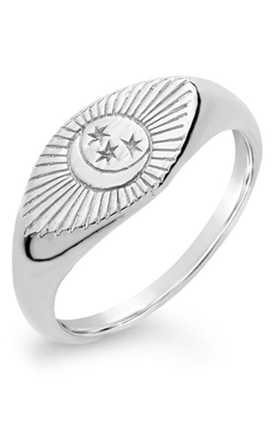 Shop Sterling Forever Starry Nights Signet Ring In Silver