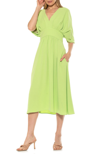 Shop Alexia Admor August Draped Midi Fit & Flare Dress In Sweet Pea
