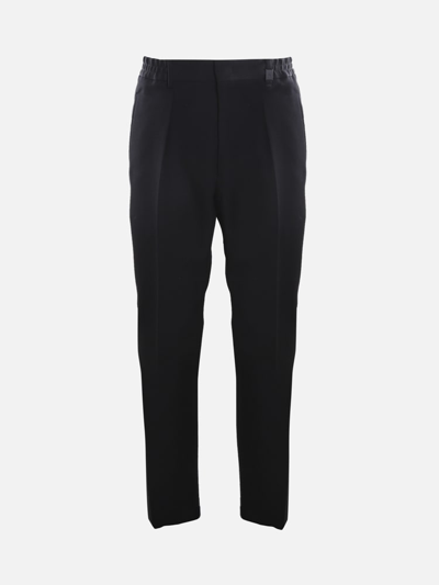 Shop Fendi Straight-leg Wool Trousers In Black