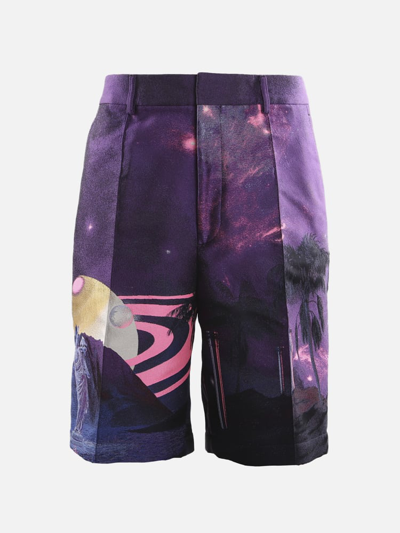 Shop Valentino Nylon Shorts With All-over Water Nights Print In Multicolor