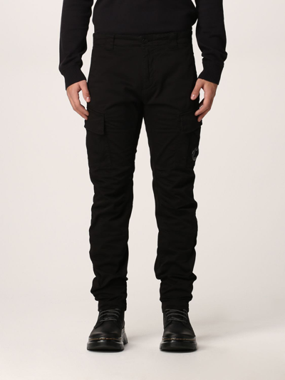 Shop C.p. Company Cargo Trousers In Stretch Satin In Black