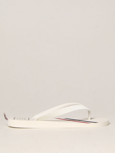 Shop Thom Browne Rubber Thong Sandals In White