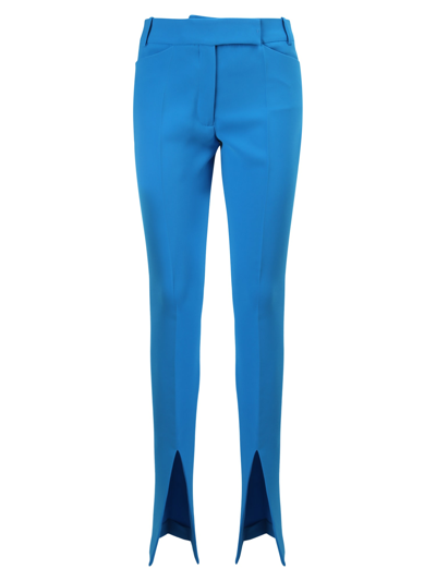 Shop Attico Front Slit Tailored Trousers In Blue