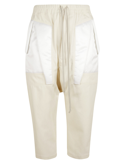 Shop Rick Owens Drawstring Cropped Trousers In Natural/chalk White