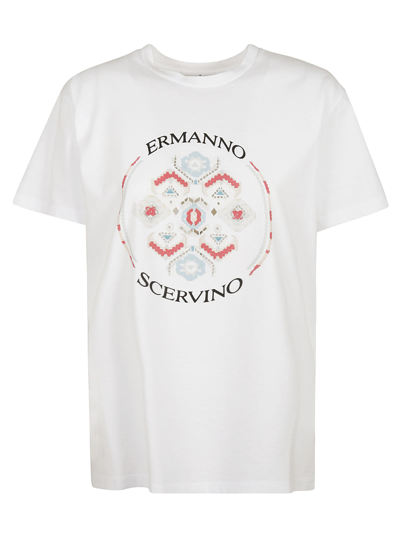 Shop Ermanno Scervino Regular Logo Print T-shirt In White