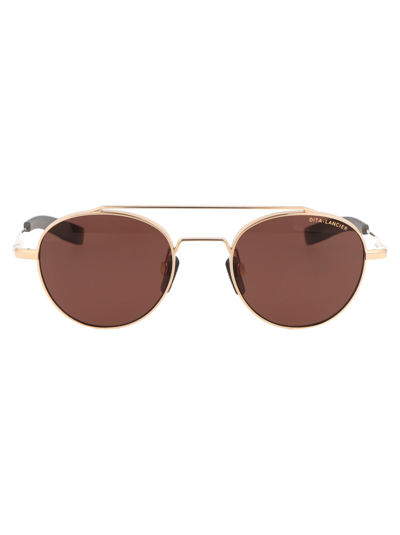 Shop Dita Lsa-103 Sunglasses In 003 White Gold / Brown Polar