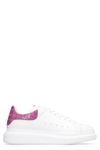 Shop Alexander Mcqueen Larry Leather Sneakers In White