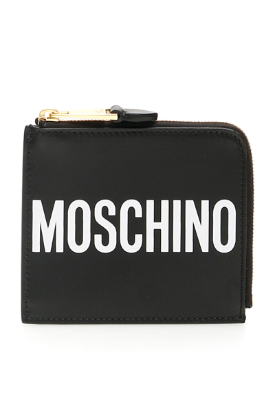 Shop Moschino Logo Wallet In Fantasia Nero (black)