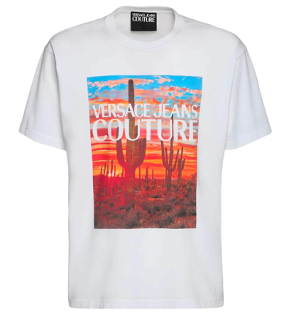Shop Versace Jeans Couture Desert White T-shirt In Bianco