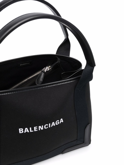 Shop Balenciaga Navy Cabas Small Bag In Black