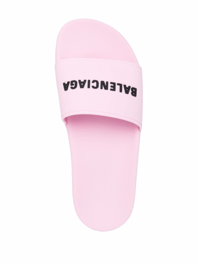 Shop Balenciaga Pool Sliders In Pink