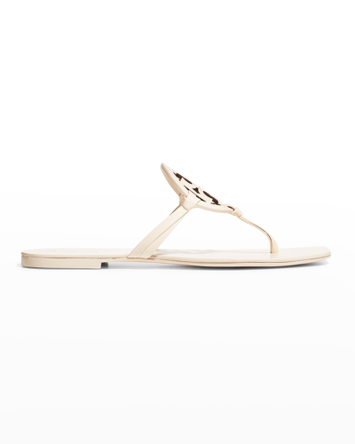 Shop Tory Burch Miller Square-toe Flat Slide Sandals In New Cream
