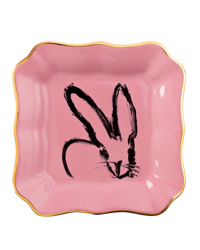 Shop Hunt Slonem Bunny Portrait Plate With Gold Rim - Pink